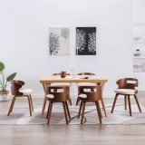 vidaXL Scaune de bucătărie, 6 buc, crem, lemn curbat &amp; piele ecologică