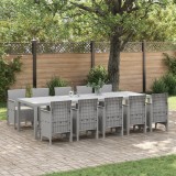 vidaXL Set de masă pentru grădină cu pernă cu pernă 11 pcs Gri deschis și crem