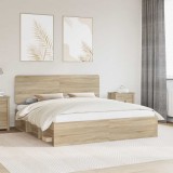 Cumpara ieftin Cadru de pat Stejar Sonoma 200 x 200 cm Lemn de pin masiv