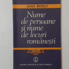 Ioan Patrut - Nume De Persoane Si Nume De Locuri Romanesti