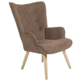 Cumpara ieftin Fotoliu Fluffy material textil maro - culoare lemn natural 75x69x96cm