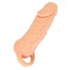 Mansoane pentru penis - Nature Skin 2 in 1 Extensie pentru Penis Medie si Masturbator in Forma de Vagin cu Inel pentru Prindere peste Testicule