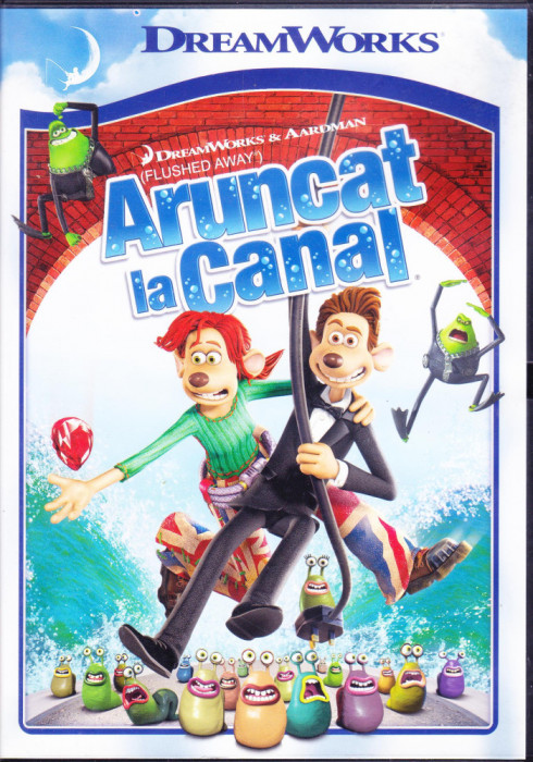 DVD animatie: Aruncat la canal ( Dream Works ; stare f.buna; subtitrare romana )