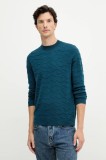 Armani Exchange pulover din amestec de l&acirc;nă culoarea turcoaz, light, XM001560 AF11982
