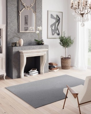 Covor Premium Belgian Model 71301-070, Marime 60 x 115 cm, Gri, Inaltime Fir 20 mm, Antialergic, Polipropilena, Living, Dormitor, Sufragerie, Birou foto