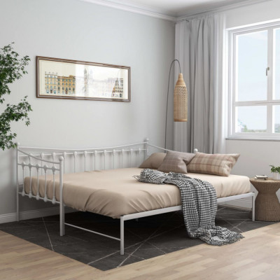 vidaXL Cadru pat canapea extensibilă, alb, 90x200 cm, metal foto