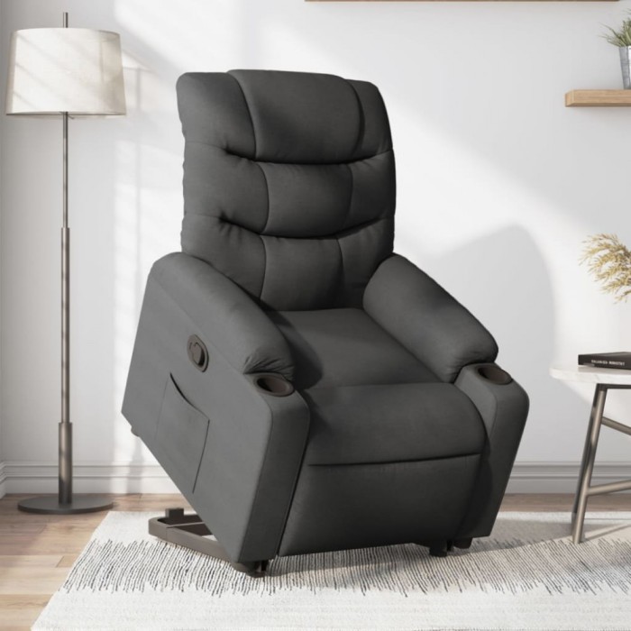 vidaXL Fotoliu rabatabil cu ridicare pe verticală, gri &icirc;nchis, textil 3206646