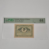 BANCNOTA UNC 100 LEI 1945 GRADATA PMG 64