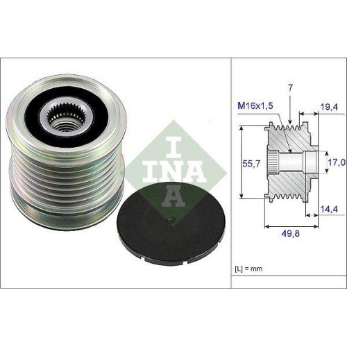Fulie alternator Mercedes C-Class (W203), C-Class (W204), C-Class Coupe (Cl203), C-Class T-Model (S203), CLC-Class (Cl203), CLK (C209), E-Class (W212