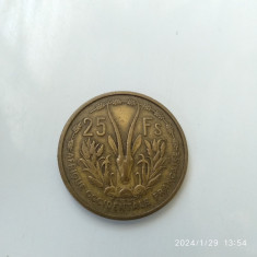 -Y- MONEDA AFRICA OCCIDENTALA FRANCEZA 25 FRANCI 1956 VG +