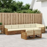 vidaXL Set de canapele de exterior cu pernă 8 pcs Natural și Crem 3383508