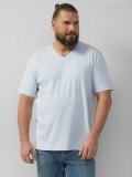 S.Oliver Big Sizes Tricou barbati big sizes cu decolteu in V, Regular fit, Albastru deschis, 2XL, 3XL, 4XL, 5XL