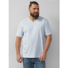 s.Oliver Big Sizes Tricou barbati big sizes cu decolteu in V, Regular fit, Albastru deschis, 2XL