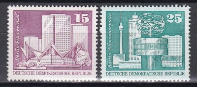 Germania RDG 1973-Berlin, Insula Pescarilor și Ceasul Mondial,Pța. Alexander,MNH foto