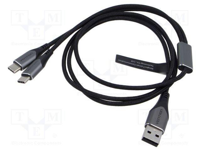 Cablu USB 2.0 VENTION 0,5m USB A la USB C, negru