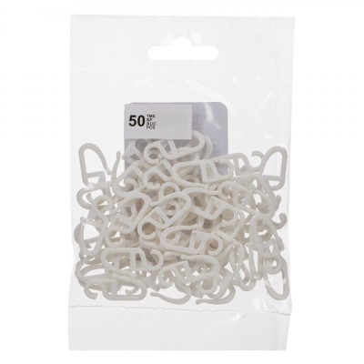 Set C&amp;acirc;rlige pentru Perdea, 50 Bucăți, Material Plastic, Culoare Albă foto