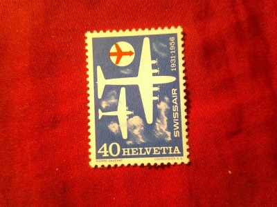 Timbru Elvetia 1956 - Aviatie 40c foto