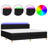 Cumpara ieftin Pat cu arcuri, saltea si LED, negru, 200x200 cm, textil