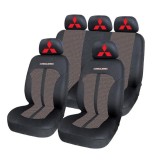 Set Huse Scaune Universale Premium Carguard Personalizate cu Mitsubishi &ndash; Negru/Bej