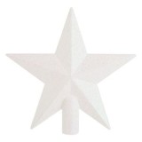V&acirc;rf pentru brad, Stea 3D albă irizată cu glitter, 20 cm, CMCLASS