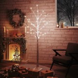 VidaXL Mesteacăn cu LED, alb, 96 LED-uri alb calde, 180 cm