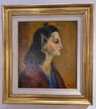 Tablou, Gheorghe V&acirc;nătoru,Profil de femeie ( Portretul sotiei ), ulei/ carton, 1946