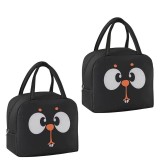 Cumpara ieftin Set 2 genti termoizolante negre 22 x 19 x 14 cm, model animal, genti pentru pranz cu manere si fermoar, pentru alimente, scoala, gradinita si calatori