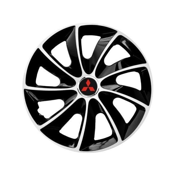 Set 4 Capace Roti potrivite jantelor de 14 inch, pentru Mitsubishi, model Stig Extra Black &amp; White