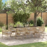 vidaXL Set de masă pentru grădină 9 pcs Bej Rattan poli