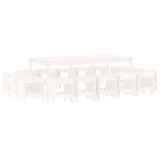 Cumpara ieftin Set mobilier de gradina, 17 piese, alb, lemn masiv de pin
