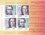 LUDWIG VAN BEETHOVEN, 250 ANI DE LA NASTERE BLOC,MNH 2020,ROMANIA., Muzica, Nestampilat