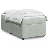 Pat Continental Gossi 100x200 cm, Catifea Gri Deschis, Saltea Arcuri, Topper Inclus