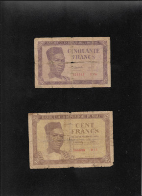 Rar! Set Mali 50 + 100 francs franci 1960 uzate foto