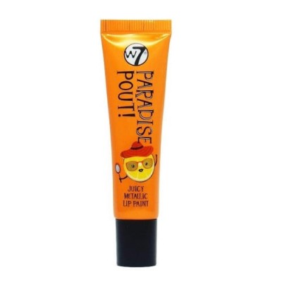 Ruj de buze cu efect metalic, W7, Paradise Pout Juicy, Outrageous Orange, 13 ml foto