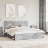 vidaXL Cadru de pat cu headboard Beton 180 x 200 cm Lemn de pin masiv 3412455