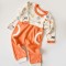 Set bluzita cu maneca lunga si pantaloni lungi, 100% bumbac organic, BabyCosy, Portocaliu (Marime: 12-18 Luni)