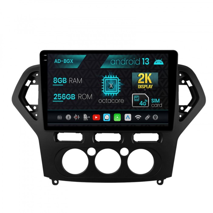 Navigatie Ford Mondeo (2007-2010) Clima Manuala, Android 13, X-Octacore 8GB RAM + 256GB ROM, 10.36 Inch - AD-BGX10008+AD-BGRKIT126