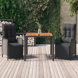 VidaXL Set mobilier de grădină cu perne, 3 piese, negru, poliratan 3185074