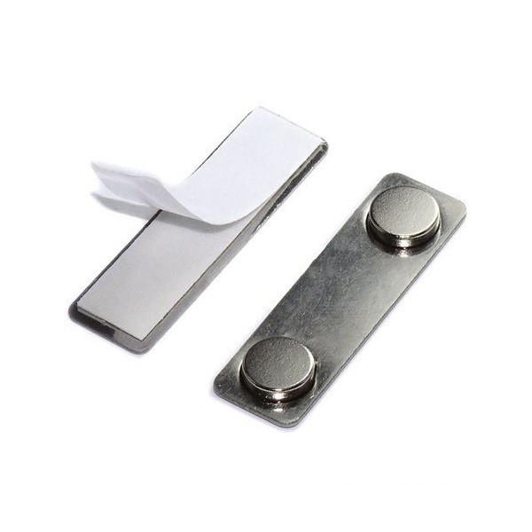 Ecuson magnetic cu autoadeziv, 45x13x6 mm, metalic
