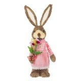 Iepuras decorativ de Paste cu rochie roz, 50 cm, CMCLASS