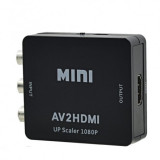 Mini Composite AV RCA la HDMI Convertor Upscaler 720 1080p Culoare Negru, Oem