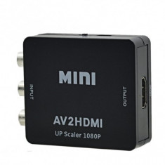 Mini Composite AV RCA la HDMI Convertor Upscaler 720 1080p Culoare Negru foto