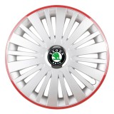 Cumpara ieftin Set 4 Capace Roti Autohelix MSA&reg;, potrivite jantelor de R16, pentru Skoda, model falcon argintiu cu rama rosie