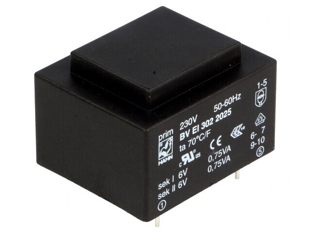 Transformator &Icirc;ncapsulat 1,5VA 230V 6V PCB