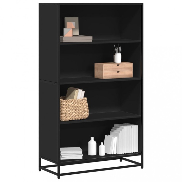 Gossi biblioteca, negru, 80,5x35x139 cm, lemn prelucrat