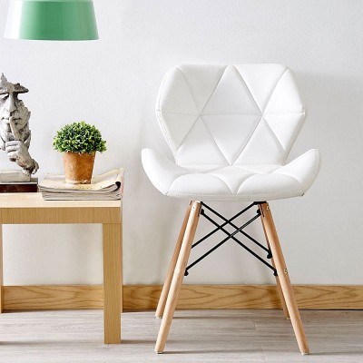 Scaun bucatarie cadru lemn natur design scandinav alb foto