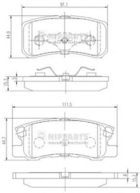 Set placute frana,frana disc MITSUBISHI OUTLANDER II (CW) (2006 - 2012) NIPPARTS J3615010