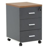 Cumpara ieftin Comoda pe roti Oscar 3 sertare nuc - carbon 40x48x63cm