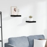 Rafturi perete vidaXL, 2 buc, negru extralucios, 23x23.5x3.8 cm, MDF, suporta 5kg/buc