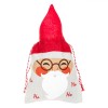 Sac Cadou Craciun Mos Craciun, 12x15cm, Ecru/Rosu, Bumbac/Poliester, Sac Textil Ornament Craciun
